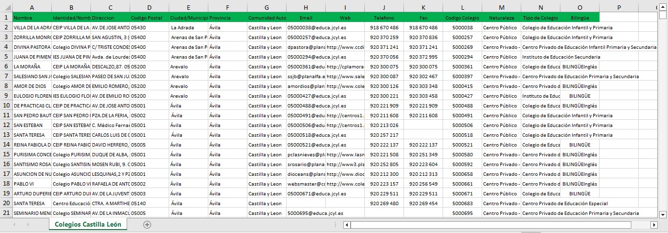 Base de datos de Colegios de Castilla y León - Imagen 4